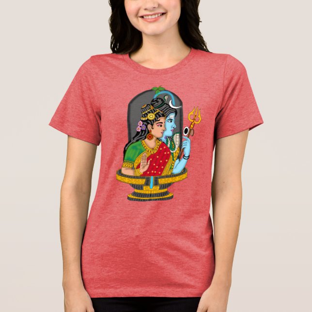 Sacred Shiva Parvati T-Shirt – Divine Love & Cosmi (Framsida)