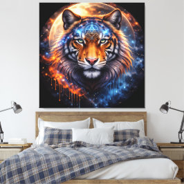 Sacred Tiger – Cosmic Balance | Mystical Tiger Fan Canvastryck