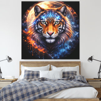 Sacred Tiger – Cosmic Balance | Mystical Tiger Fan Canvastryck
