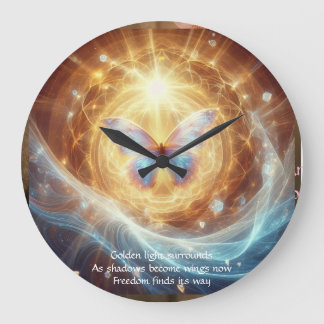 Sacred Transformation - Luminous Butterfly Clock Stor Klocka