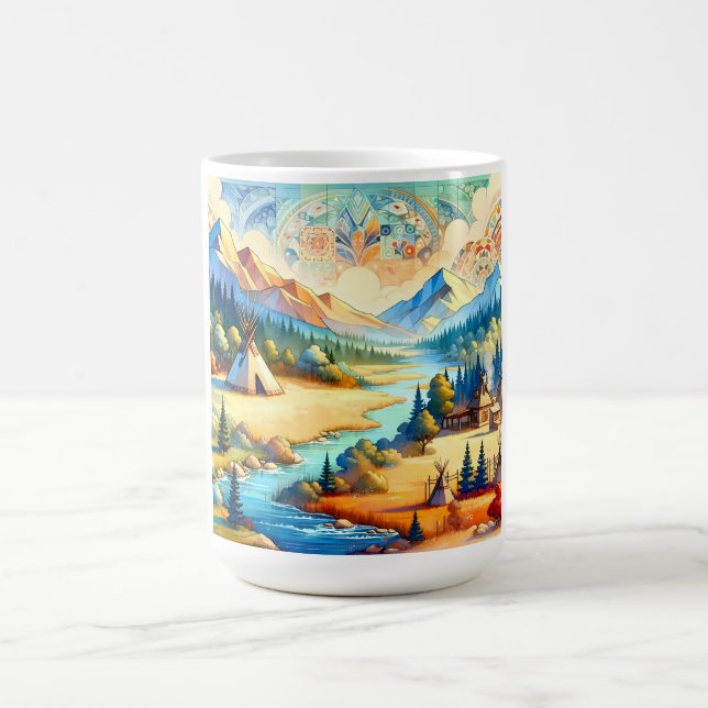 Sacred Valley - Native American Tribal Landscape Kaffemugg (Center)