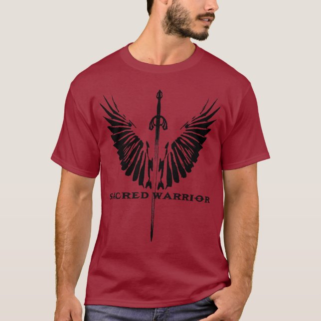 SACRED-WARRIOR-WINGS-AND-SWORD T-SHIRT (Framsida)