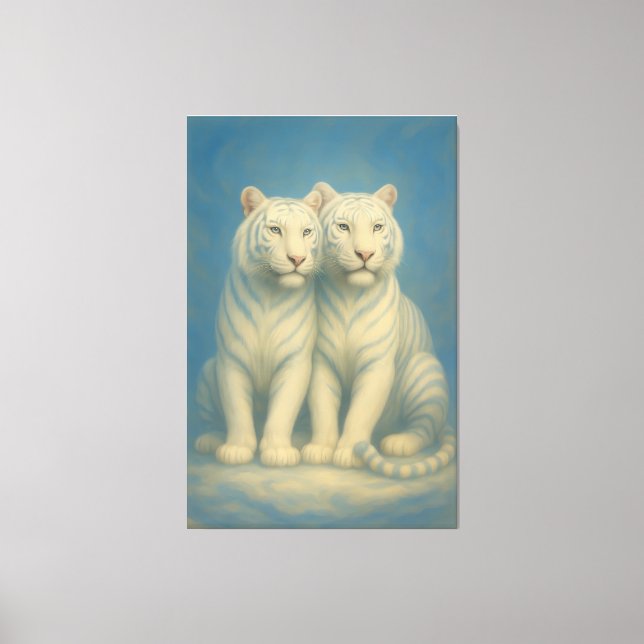 Sacred White Tiger Twins – Guardians of the Silent Canvastryck (Framsida)