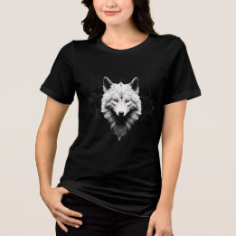 Sacred White Wolf – Geometric Spirit Design T Shirt