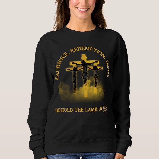 Sacrifice Redemption Hope: Jesus på Kor T Shirt (Framsida)