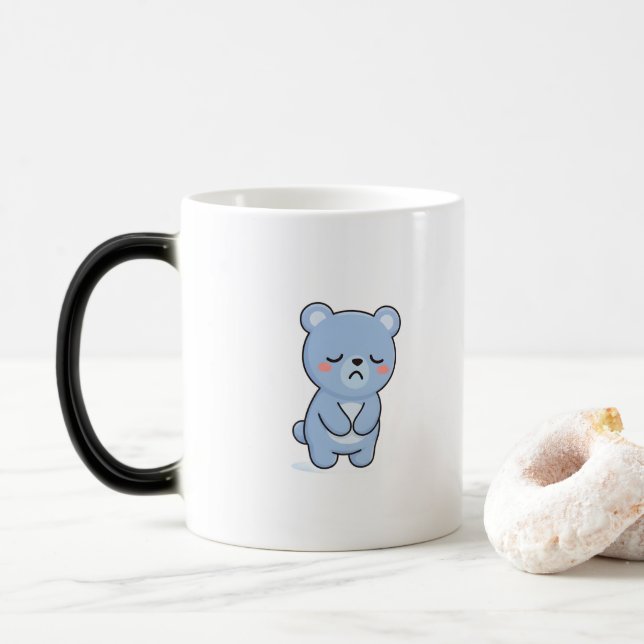 Sad Bear Minimal Kawaii Style Magisk Mugg (Med munk)