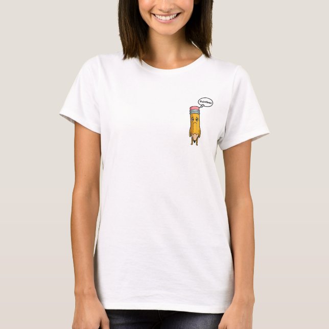 Sad Cartoon Yellow Pencil T Shirt (Framsida)