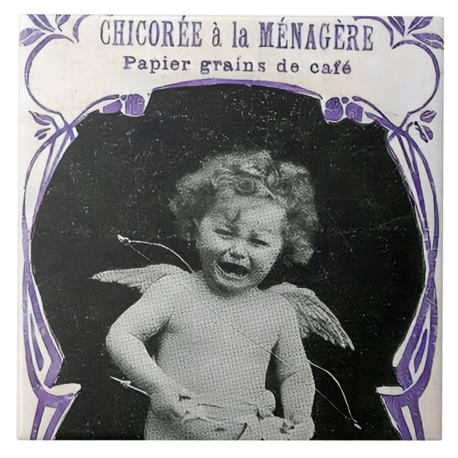 Sad Cherub Angel Print Kakelplatta (Framsidan)