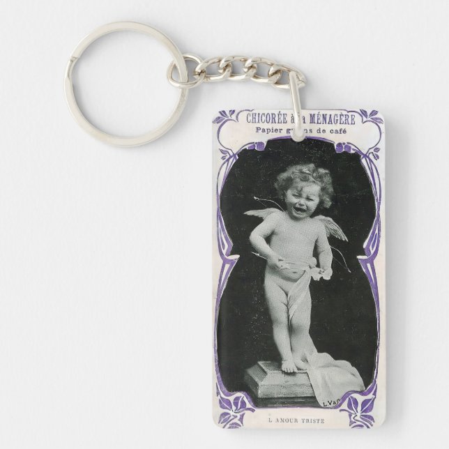 Sad Cherub Angel Print Nyckelring (Framsidan)