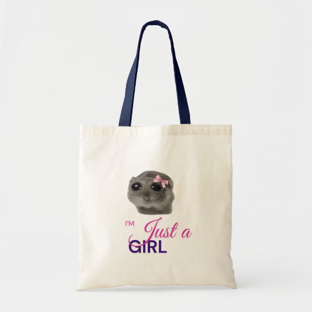sad hamster just a girl tote bag tygkasse (Framsidan)