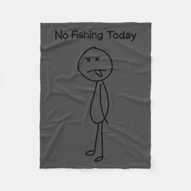 Sad Stick Man Figure Fisherman No Fishing Today Fa Fleecefilt (Framsidan)