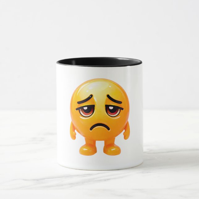 Sad Yellow Smiley Illustration Mugg (Center)