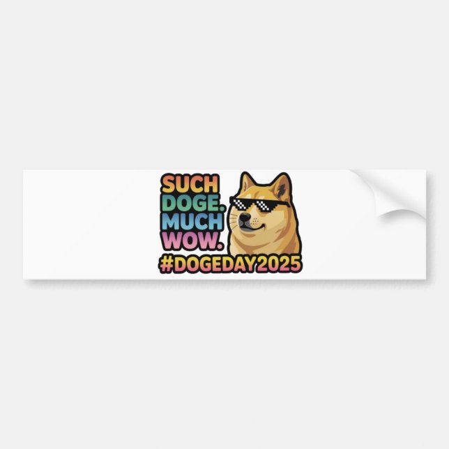Sådan doge mycket Wow Bumper Sticker-Funny Doge Me Bildekal (Framsidan)