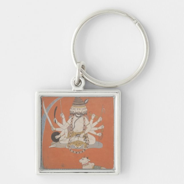 Sadashiva Rajasthan Fyrkantig Silverfärgad Nyckelring (Framsidan)