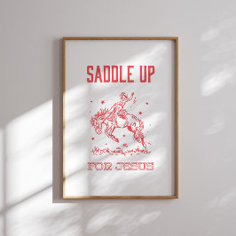 Saddam för Jesus Red Rodeo Christian Wall Art Poster