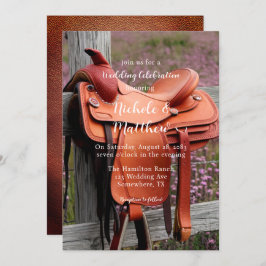 Saddel på stängslet Bröllop Firande Inbjudningar