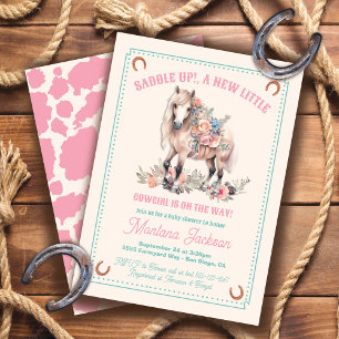 Saddla upp Blommigt Pony cowgirl babydusch Inbjudningar