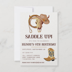 Saddla upp! Det är dags att fira! Cowboy Birthday Inbjudningar