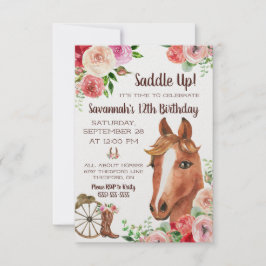 Saddla upp! Det är dags att fira! Horse Birthday Inbjudningar