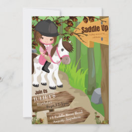 Saddla upp födelsedagsinbjudan 1 (flicka)