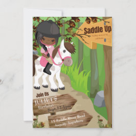 Saddla upp födelsedagsinbjudan (flicka)