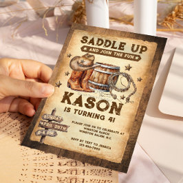 Saddla upp Land Western Cowboy Inbjudningar