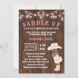 Saddla upp lilla A Cowgirl på hennes lilla babysko Inbjudningar