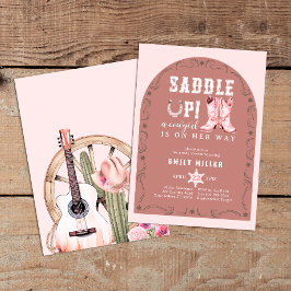 Saddla upp Rosa Cowgirl Baby Shower Inbjudan