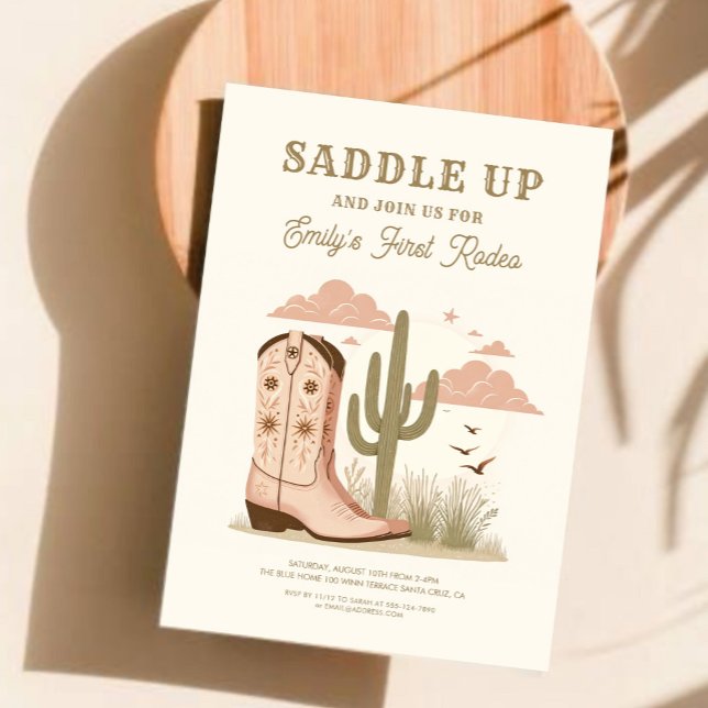Saddla upp Vild Western Cactus Girl Inbjudningar (Skapare uppladdad)