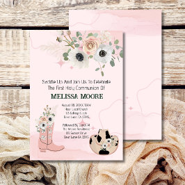 Saddla upp Western Cowgirl First Heliga Communion Inbjudningar