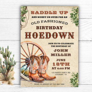 Saddla upp! Western Hoedown Födelsedagsfest Cowboy Inbjudningar
