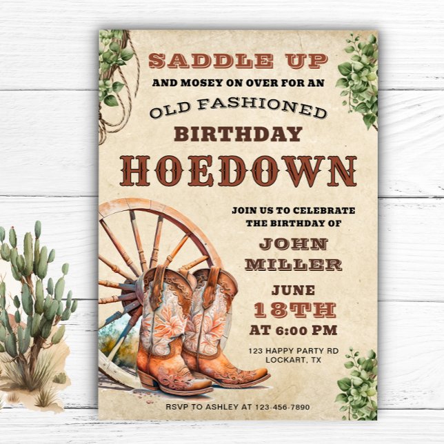 Saddla upp! Western Hoedown Födelsedagsfest Cowboy Inbjudningar (Skapare uppladdad)