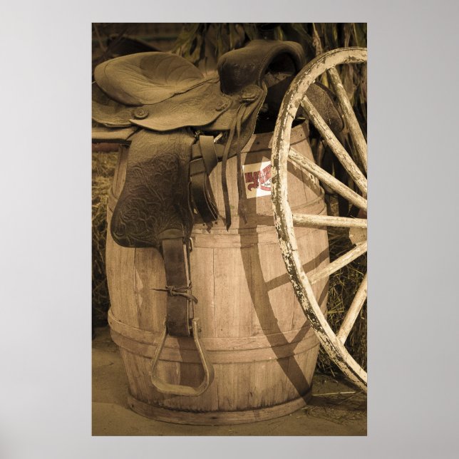 Saddle, Barrel och Wagon Wheel Poster (Framsidan)