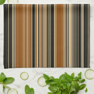 Saddle Brown och Black Stripe Mönster Kökshandduk
