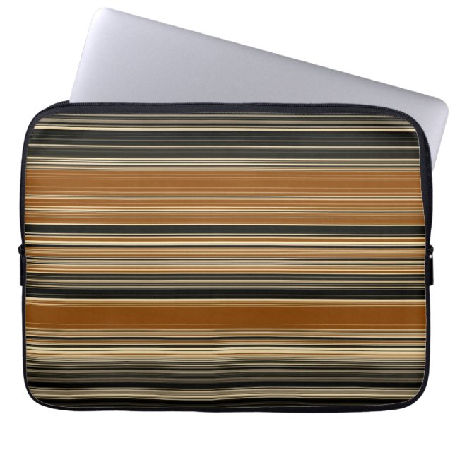 Saddle Brown och Black Stripe Mönster Laptop Sleeve (Framsidan)