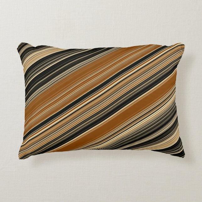 Saddle Brown och Black Stripe Mönster Prydnadskudde (Framsidan)