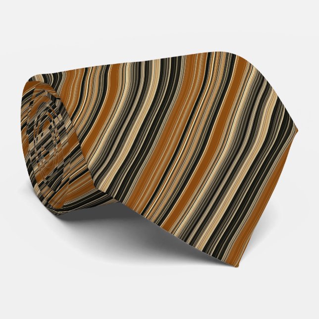 Saddle Brown och Black Stripe Mönster Slips (Rullad)