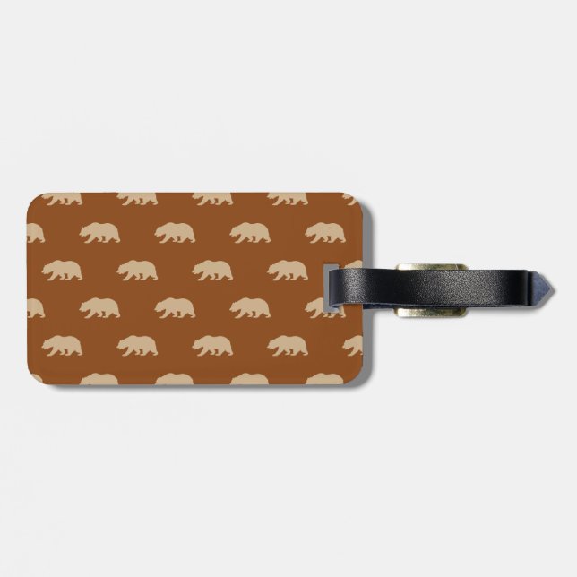 Saddle Brown och Tan Grizzly Bear Mönster Bagagebricka (Baksida Vågrät)