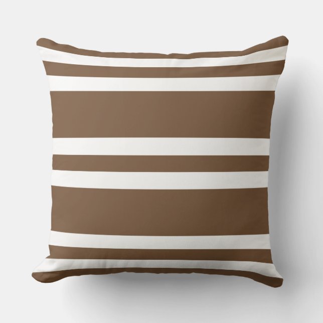 Saddle Brown och White Stripe Kudde (Framsida)