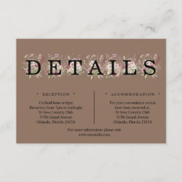 Saddle Brown Spring Floral Details Enclosure Card Tilläggskort