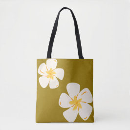 Saddle Brown White Orchid Tote Tygkasse