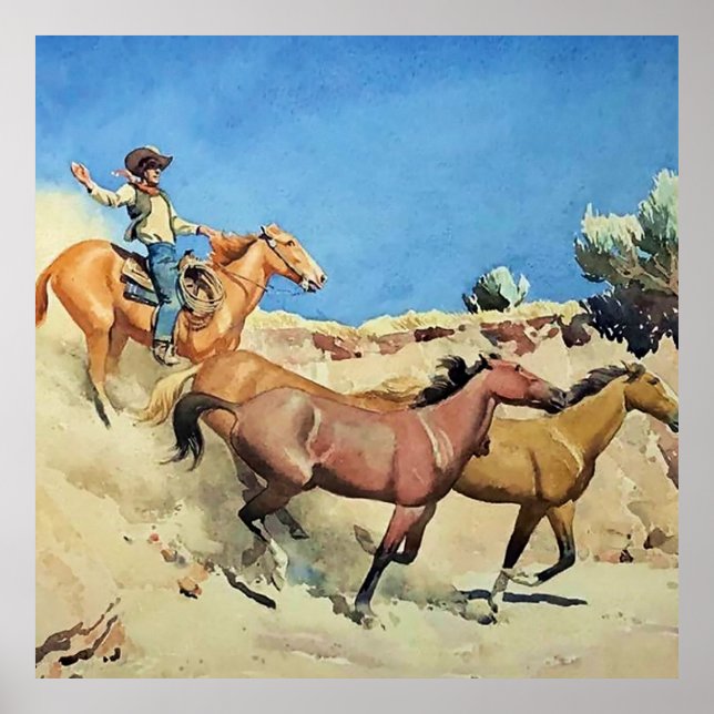 "Saddle Stock" Western Art av Maynard Dixon Poster (Framsidan)