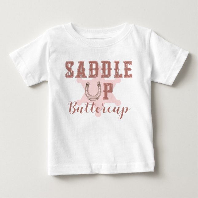 Saddle Up Buttercup Rosa Western Födelsedags T-Shi T Shirt (Framsida)