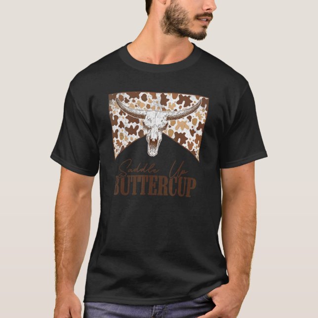 Saddle Up Butterkoppe Leopard Bull Skull Western C T Shirt (Framsida)