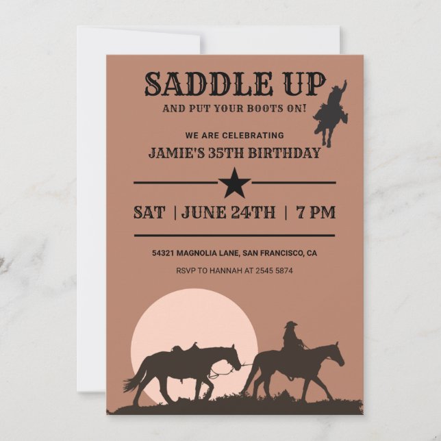 Saddle Up Cowboy Birthday-inbjudan Inbjudningar (Framsida)