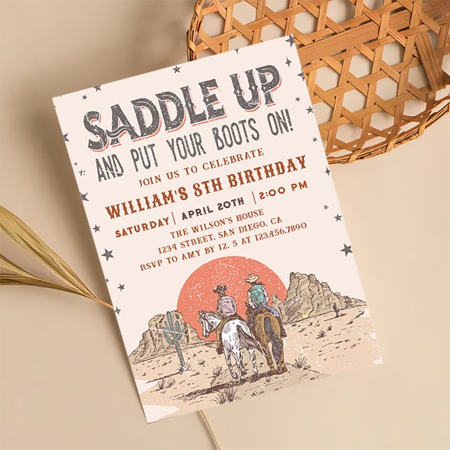 Saddle Up Cowboy Western Birthday Land Boots Inbjudningar (Skapare uppladdad)