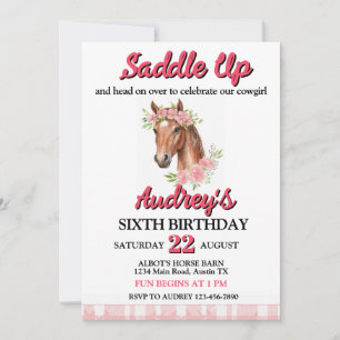 Saddle Up Girls Western Födelsedag Inbjudningar