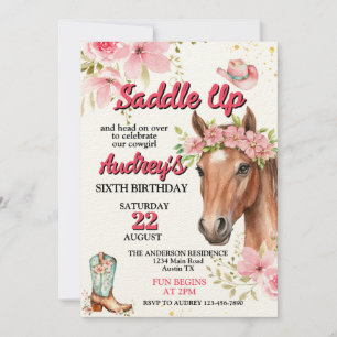 Saddle Up Girls Westerna söndag Inbjudningar