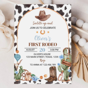 Saddle Up Highland Cowboy 1:a födelsedagsinbjudan Inbjudningar