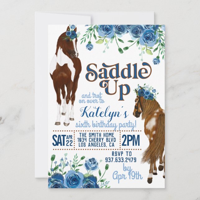 Saddle Up Horse Birthday-inbjudan Inbjudningar (Framsida)